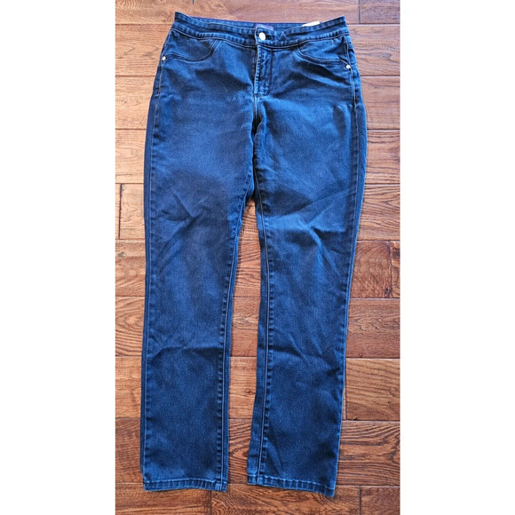 NYDJ Jeans sz 8 Lift Tuck Straight High Rise Stretch Dark Blue 32 Waist 30 Ins - Picture 1 of 3